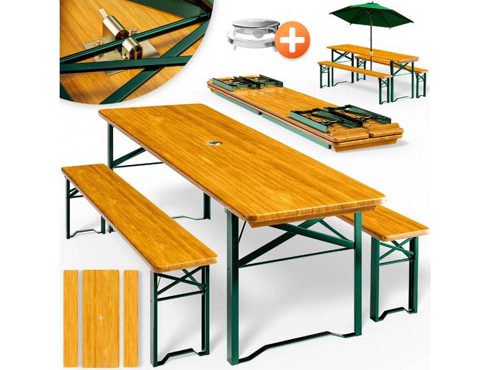 CASARIA Ensemble table et bancs bois