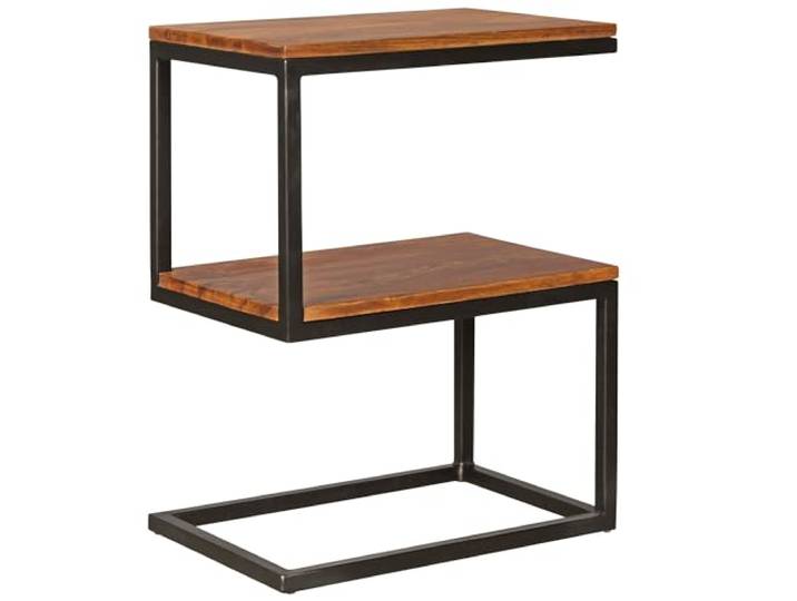 Wohnling Beistelltisch Akola S-Form 45x30x60 cm Sheesham Metall