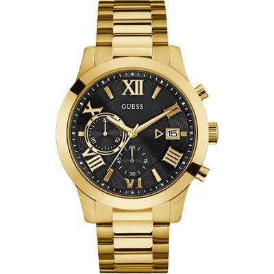 Chronograph GUESS "ATLAS", gold (goldfarben), Armbanduhren, Herren, Chronograph, Armbanduhr, Quarzuhr, Herrenuhr, Stoppfunktion