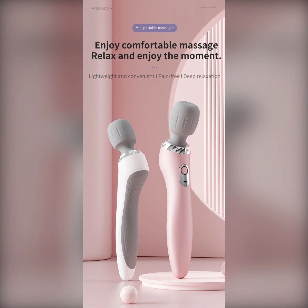 INF Masseur électrique multifonction - Baguette rechargeable pour cou, jambes, mains et taille, ABS+composants électroniques Blanc
