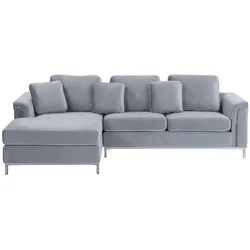 ECKSOFA Samtstoff Grau linksseitig Oslo