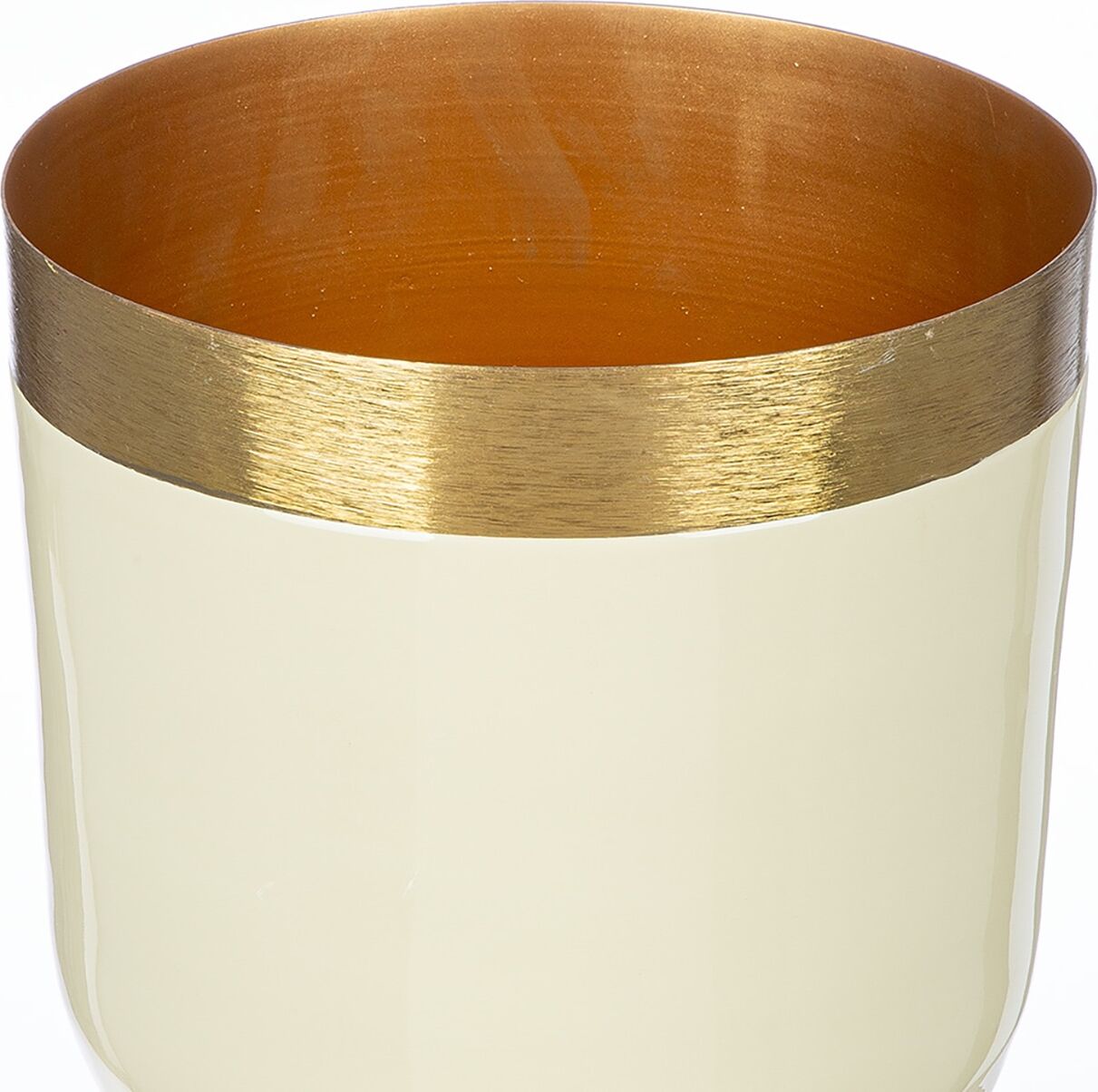 Tischvase GILDE "Vase Roro mit Goldrand", beige (creme), B:18cm H:31,5cm T:18cm Ø:18cm, Metall, Vasen, Tischvase creme B/H/T: 18cm x 31,5cm x 18cm Ø 18cm