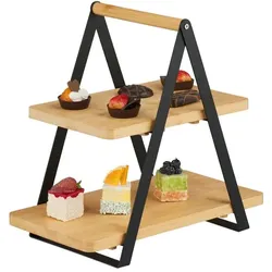Relaxdays Etagere Bambus & Metall Hellbraun,Schwarz