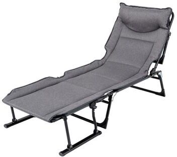Costway 3 in 1 Folding Camping Cot Comfy Padded Convertible Single Sofa Chair-Gray