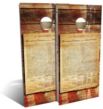Skip's Garage American Flag Declaration Outdoor Cornhole Board Set