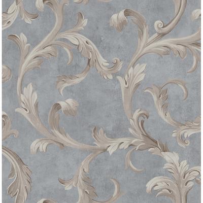 Seabrook Designs Nena Acanthus Scroll Unpasted Wallpaper