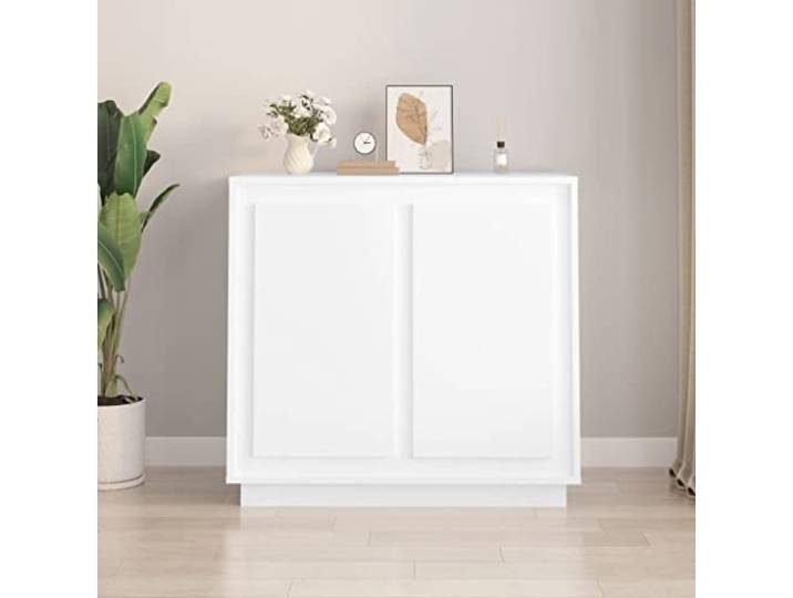 HEFZGDB Klassisches Sideboard mit zeitlosem Design aus Holzwerkstoff und glatter Oberfläche, Weißes Sideboard mit Vier Fächern für viel Stauraum für Alltagssachen