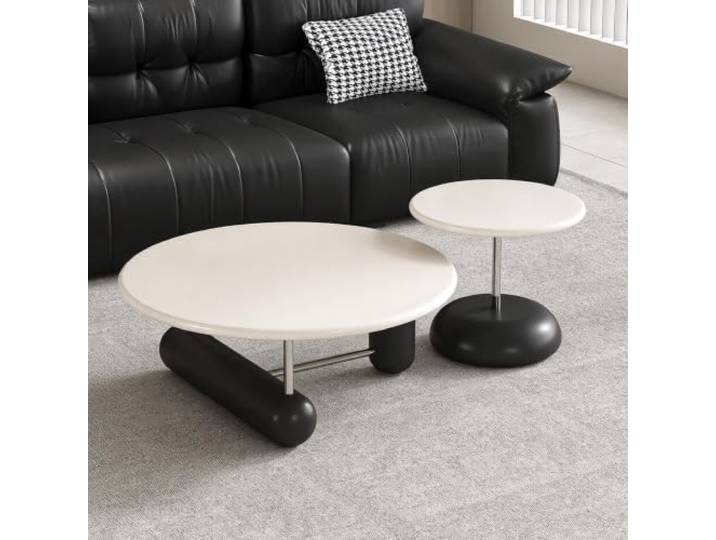 Runder Couchtisch aus Massivholz, Moderner Vintage-Stil für Wohnzimmer Massivholz, runde Form, moderner Stil, Vintage-Look, eleganter Stil, kleine Räume, Wohnzimmer, Wohnung