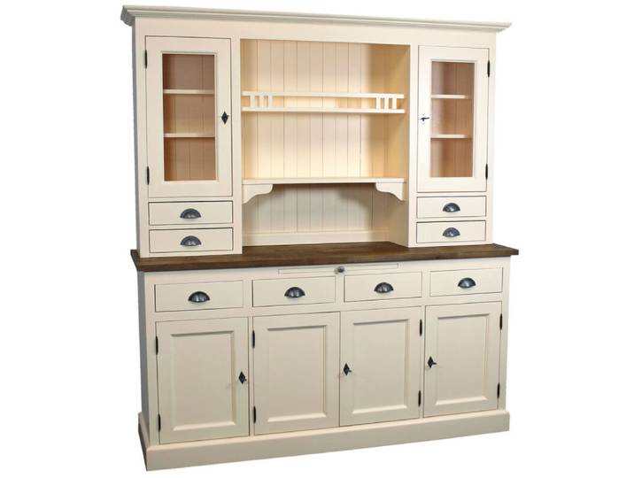 Großer Landhaus Buffetschrank - eierschalen, braun