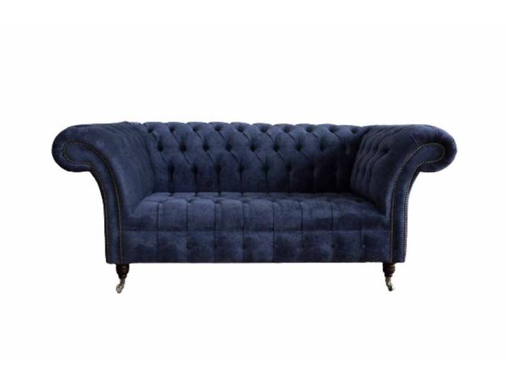 Xlmoebel Chesterfield-Sofa Blaues 2-Sitzer Sofa im Chesterfield Design mit Polsterung, 2-Sitzer Sofa 1 Teile, Made in Europa