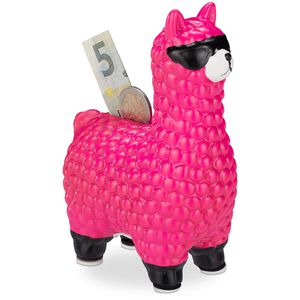 Relaxdays Spardose Lama 10023746, 11 x 15,5 x 6cm, pink