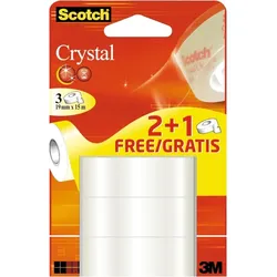 3M Scotch Klebefilm Crystal Clear 600, 19 mm x 15 m, 2+1