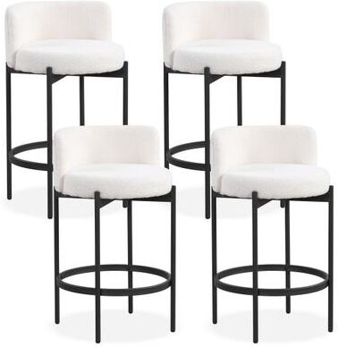 Costway 24 Inch Boucle Counter Stools Set of 4 with Curved Backrest
