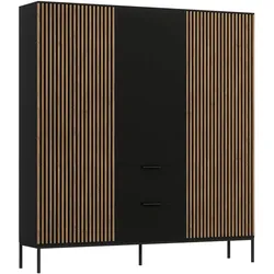 KLEIDERSCHRANK 3 Türen Melchior Schwarz