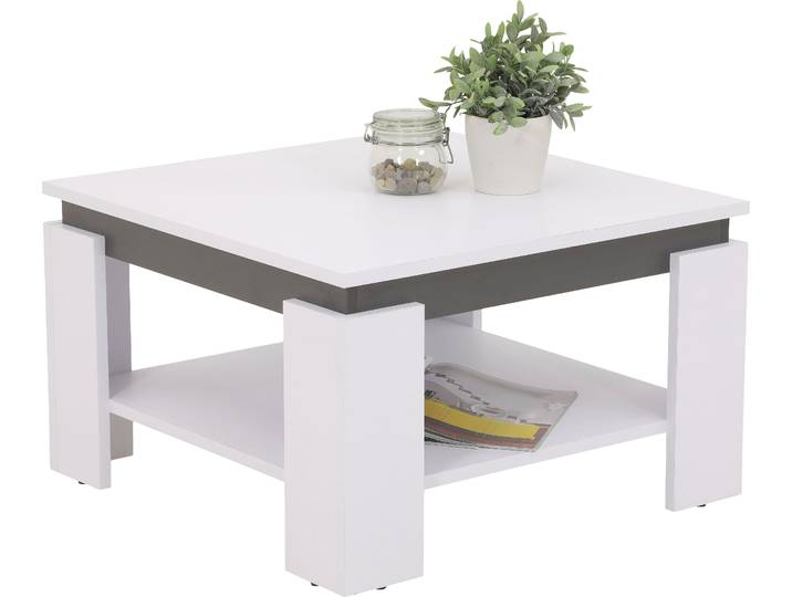 Couchtisch HELA TIM , weiss (weiß, anthr), B:68cm H:41cm T:68cm, Tische, Couchtisch, mit Ablageboden, quadratisch oder rechteckig
