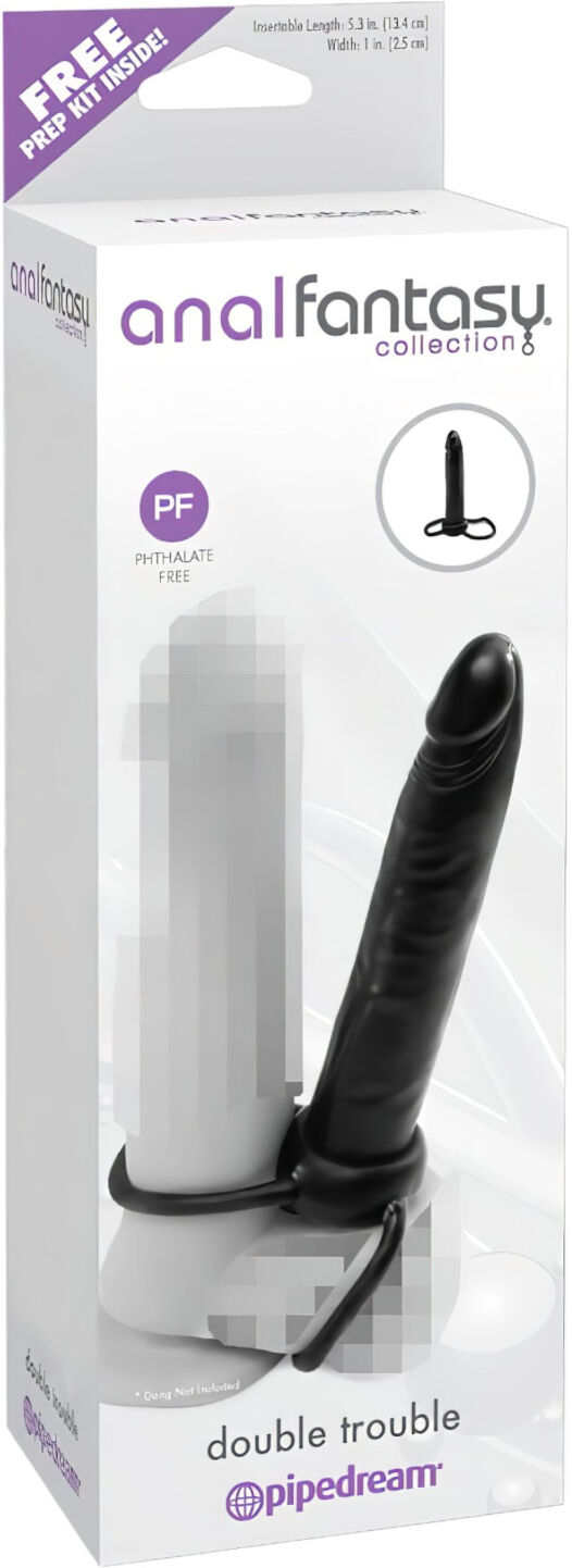 Pipedream Analfantasy Double Trouble - Påspændt Analdildo (Sort)