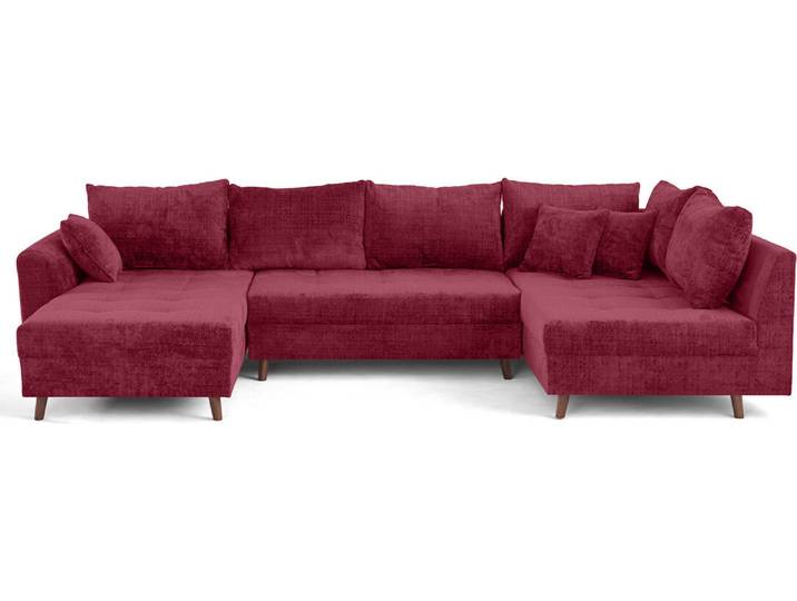 Lisa Design Rune - canapé panoramique d'angle droit 7 places en velours texturé \, Prune