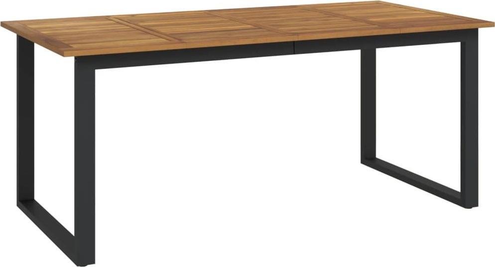 Gartentisch mit U-förmigen Beinen aus massivem Akazienholz, 180x90x75 cm