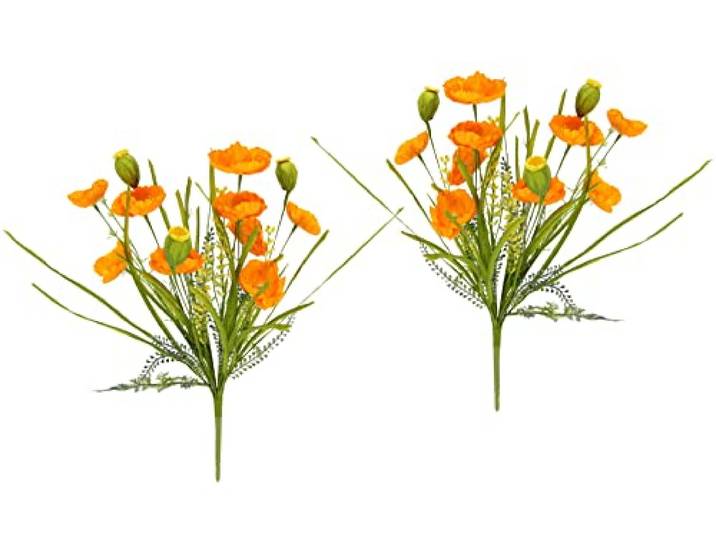 Flair Flower Kunstmatige klaprozen boeket kunstbloemen boeket zijden boeket bloemen boeket nepbloemen planten thuis graf bruiloft decoratie oranje, 47x24x24 cm, 021066OR
