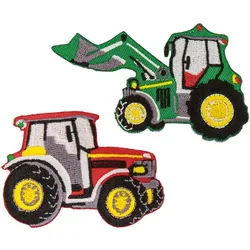 buttinette Applikationen "Traktor", Größe: 7,5 x 5 cm, 8,5 x 5 cm, Inhalt: 2 Stück