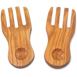 Natura Punto Salathände, Salatbesteck, 19,5cm, Olivenholz, Servierbesteck, Braun