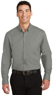 Port Authority S663 Men's SuperPro Twill Shirt in Monument Grey size Small   Cotton/Polyester Blend