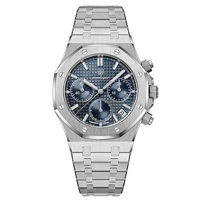 Herren Mechanische Uhr Quarz Uhr Retro Vintage Armbanduhr Leuchtend LED Hintergrundbeleuchtung Chronograph Wasserdicht Edelstahl Uhr