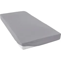Spannbettlaken PRIMERA "Max - Der Teamplayer", grau (granit), L:200cm, Jersey, Obermaterial: 100% Baumwolle, Bettlaken, Spannbettlaken, FAMILIENHELD mit einem sicheren und komfortablen Schutz