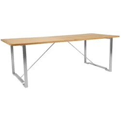 Gartenesstisch Gotland 220x95 cm aus Teak und Edelstahl, modern, natur, für 8-10 Personen, outdoor