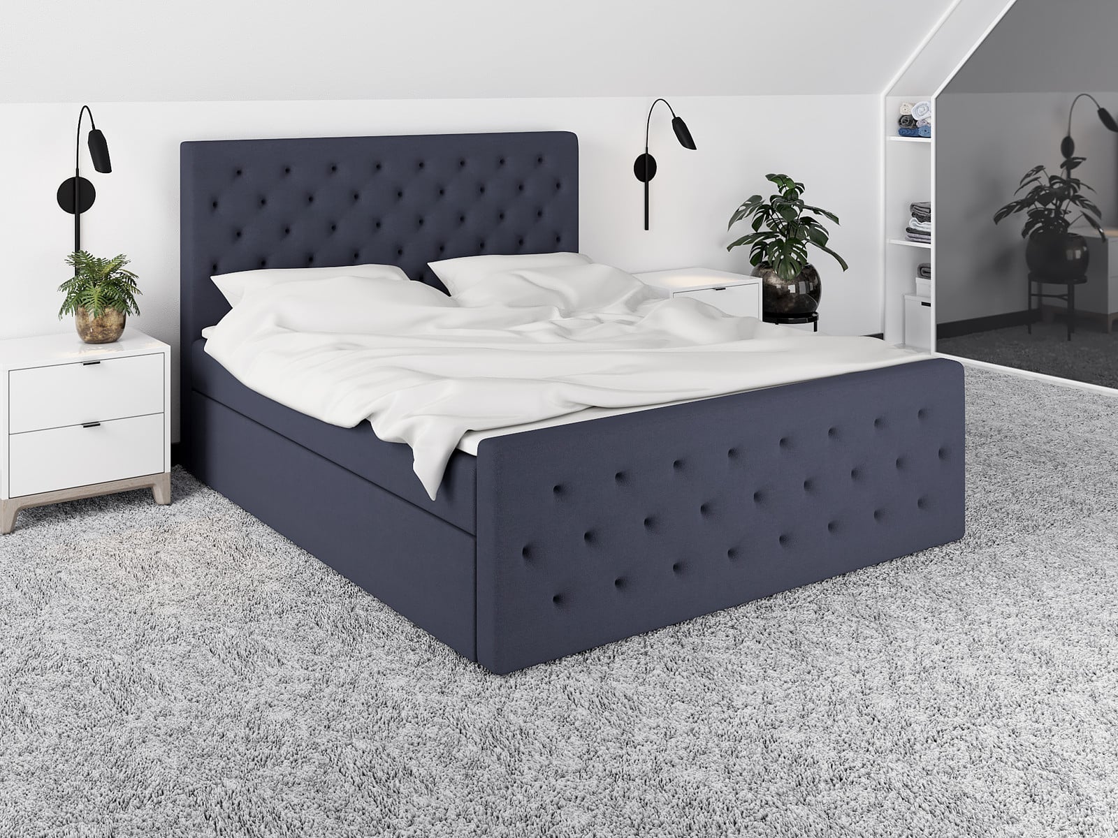 Mebloland Boxspringbed ALA, 140x200 cm, Grijs