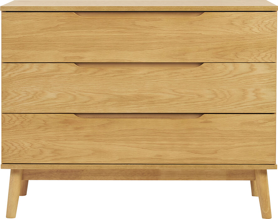 Miliboo Skandinavische Kommode aus hellem Eichenholz mit 3 Schubladen L90 cm FELIX