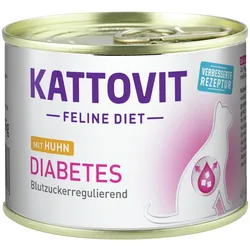 KATTOVIT Feline Diet Diabetes 185g Dose Katzennassfutter Diätnahrung 12 x 185 Gramm mit Huhn