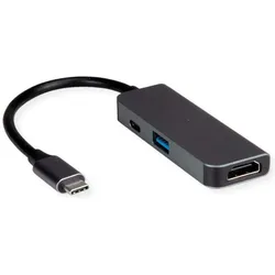 Value Display Adapter USB Typ C - HDMI + USB 3.2 Gen 1 A + Typ C PD, Video Adapter, Schwarz