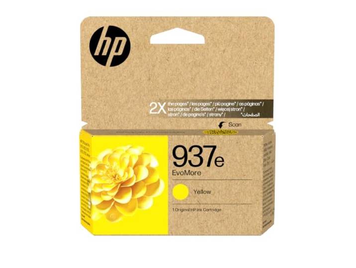 HP 937e Jaune\, Cartouche Encre Originale\, EvoMore\, Grande Capacité Compatible avec OfficeJet Pro série 9100 et 9700\, 1650 pages (4S6W8NE)
