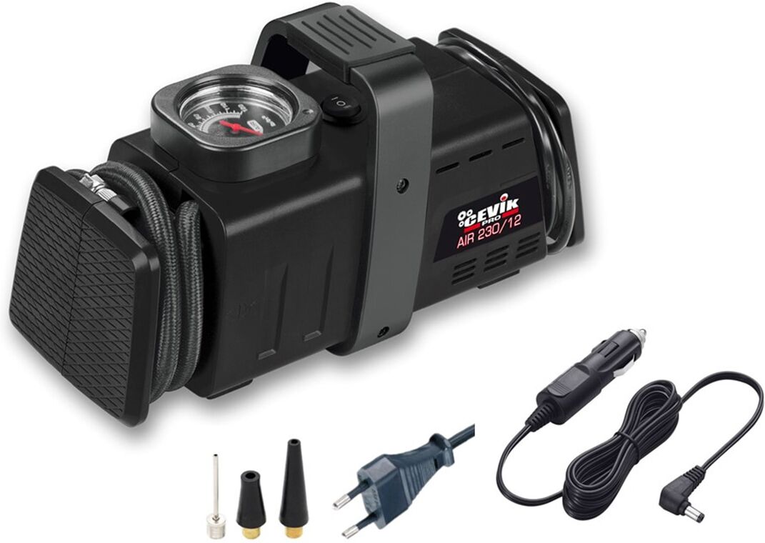 CEVIK PRO Compresor Portátil Dual 230V - 12V. Negro