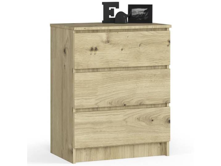 Commode AKORD K60 Chêne Artisan 60 cm 3 tiroirs façade Chêne Artisan 60x40x77 cm