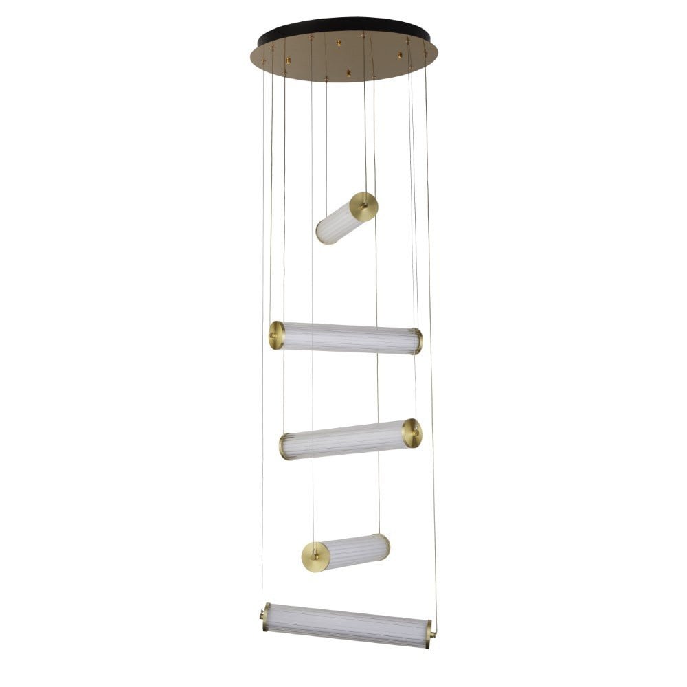 Vide Searchlight hanglamp Clamp goud/messing met transparante glazen, Ø 50 cm