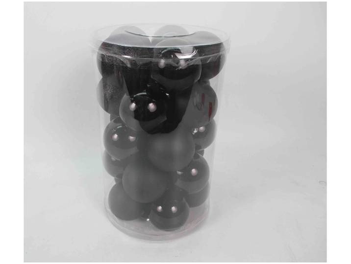 24er Set Baumkugeln, plastik uni Schwarz