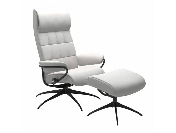 Stressless London Relaxsessel High Back Star - Leder Batick Snow - Metall schwarz matt - ohne Zusatzausstattung Modern, Skandinavisch, Zeitlos