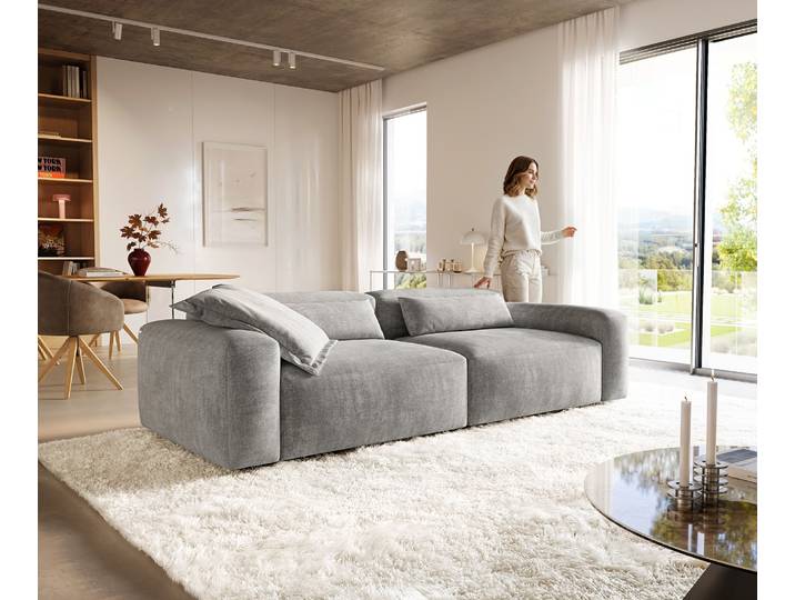 Big-Sofa Freestyle Pure 280x110 cm Strukturstoff Soft Grau, Sofas