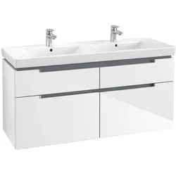 Villeroy & Boch Subway 2.0 Waschtischunterschrank A91710DH,128,7x59x44,9cm,Glossy White,Griff chrom
