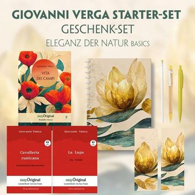 Vita dei campi Starter-Paket Geschenkset - 3 Bücher (mit Audio-Online) + Eleganz der Natur Schreibset Basics, Set von Giovanni Verga, EasyOriginal