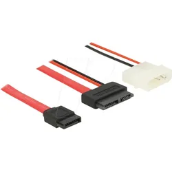 DELOCK 84790 - Kabel Slim SATA Buchse > SATA 7 Pin + 2 Pin Strom Stecker 50 cm