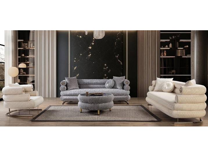 JVmoebel Wohnzimmer-Set Luxuriöses 3+3+1-Sofas mit Couchtisch 4 Teile, (4-St)