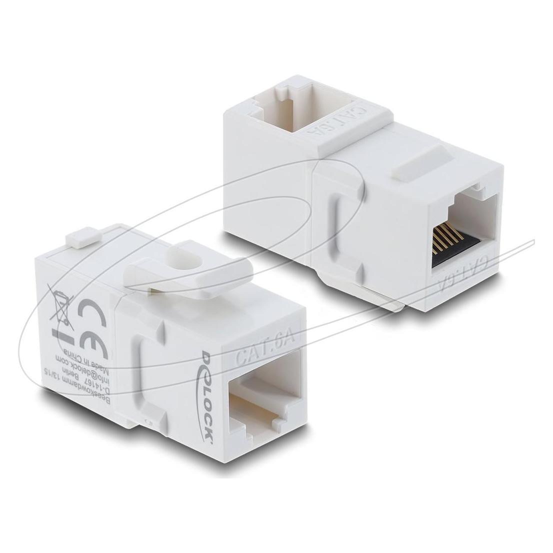 Delock Keystone Modul Kupplung RJ45 Buchse zu Buchse Cat.6 weiss (Keystone Modul) (90713)