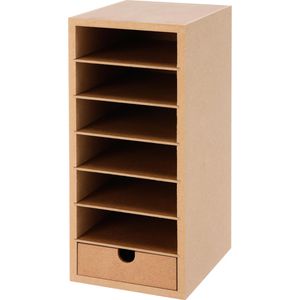 Creativ-Company Briefablage A6, braun, stapelbar, MDF, 1 Schublade, 6 Fächer