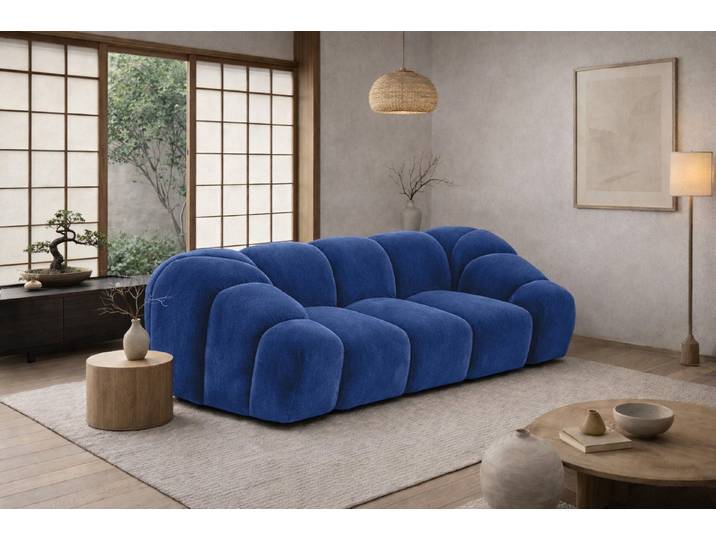 Kaiser Möbel Sofa 2-Sitzer modular für Wohnzimmer, Samtstoff Bluvel, CROISSANT, Einzelsofa, modulares System,hochwertiger Samtstoff