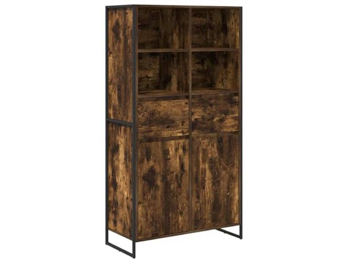 GKMBCVDFR Sideboard Raucharbe 81x36x150.5 cm Holzwerkstoff Mit Stahlrahmen, verstellbare Regale, industrieller Stil, für Wohnzimmer