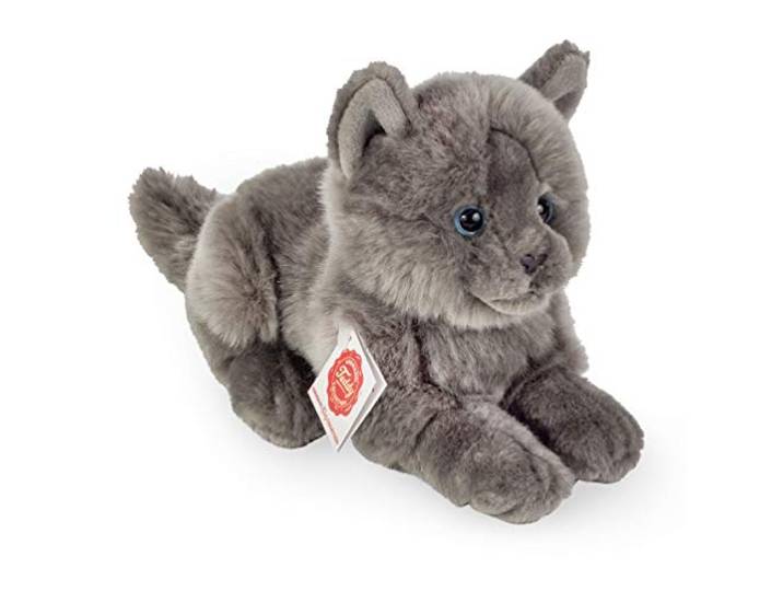 Teddy Hermann 91831 Kartäus kat liggend 20 cm, knuffeldier, pluche dier met gerecyclede vulling
