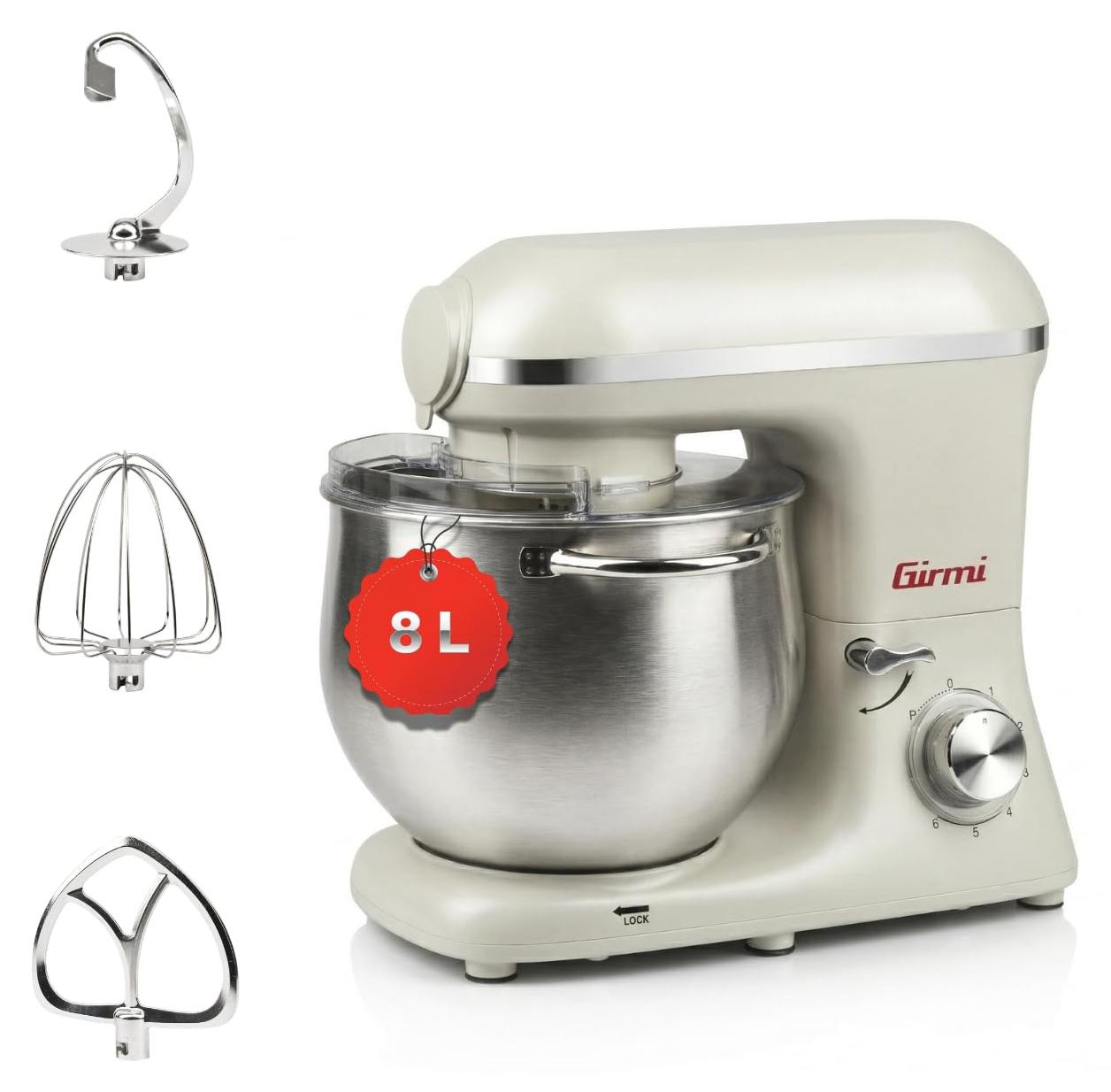 Girmi IM50W Küchenmaschine 8 L, 2200 W max, Rührschüssel, Beige Incanto